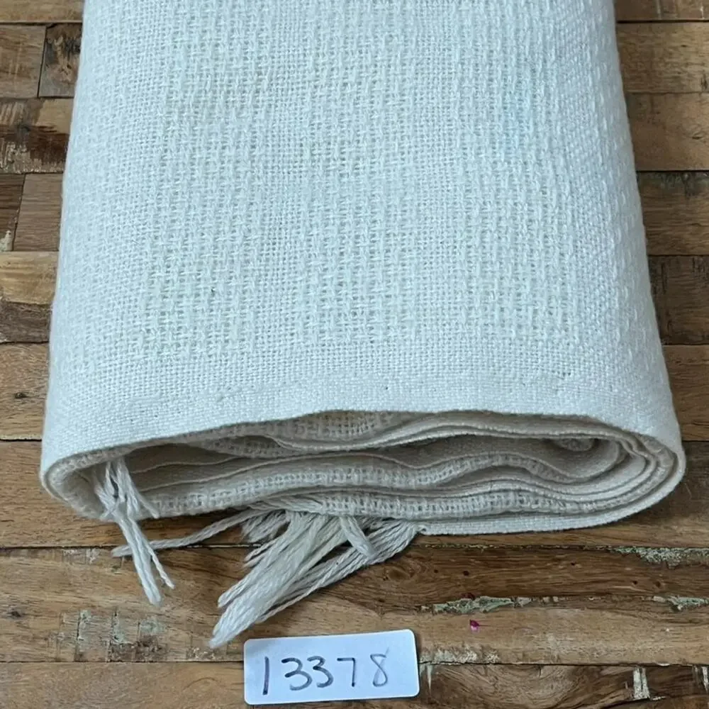 Faribo Waffle Knit Wool Blend Throw Blanket Cream Embroidered Floral Heart 53x49